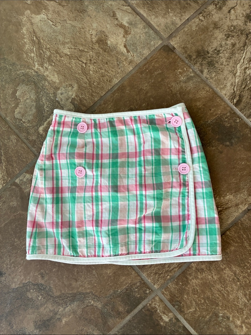 Pink & Green Plaid Reversible Wrap Skirt